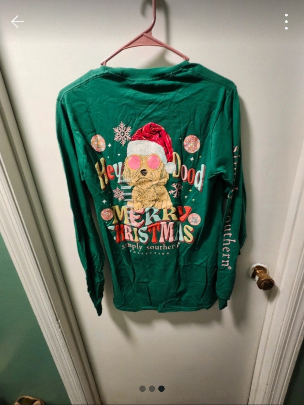 Simply Southern Green Long Sleeve "Merry Christmas" Dog Tee